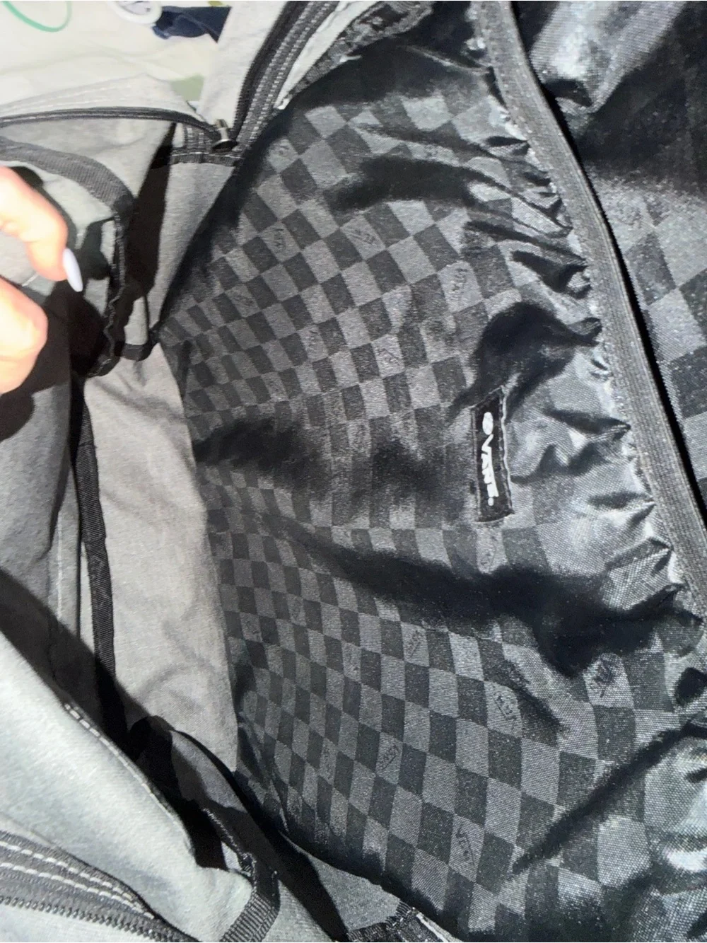Vans Gray Backpack Laptop Sleeve Checkered Lining NWOT